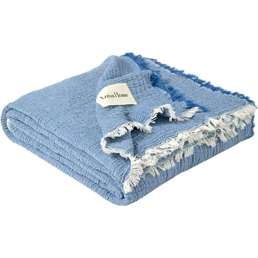 Покривало Lotus Home Larna muslin 200х220 см синій (svt-2000022344319) - фото 2