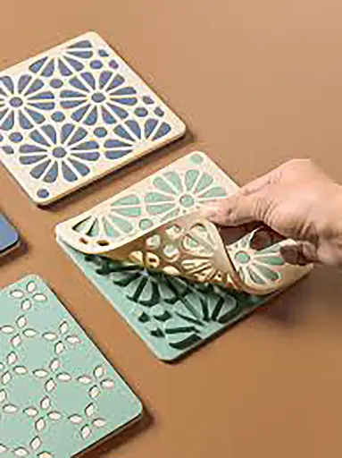 Силіконова підставка під гаряче килимок для чашки банки з декоративним рельєфним візерунком 14 × 14 × 0,5 см, Kitchen Master 87629 - фото 4