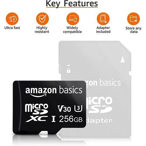 Карта памяти Amazon Basics 256GB MicroSDXC Memory Card+Adapter (LSMICRO256GU3) - фото 2
