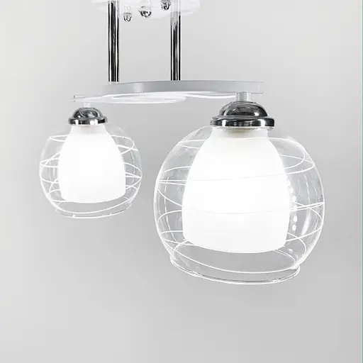 Стельова люстра в білому корпусі на 2 подвійних плафони | Арт. 6634/2 WT | Line F - фото 2