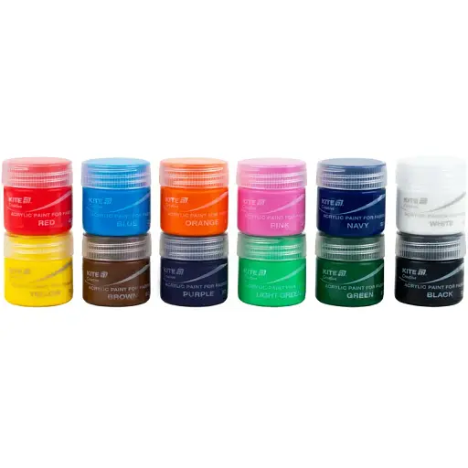 Краски акриловые для ткани Kite Creative 12 цветов 20 мл (K-276) - фото 3