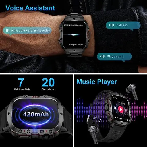 Розумний смарт годинник Smart Expert Nano Steel + 2 ремінця (Чорний) - фото 8