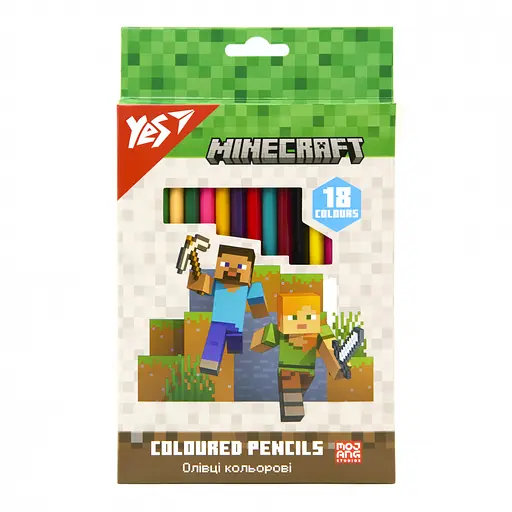 Карандаши цветные Yes Minecraft, 18 цветов