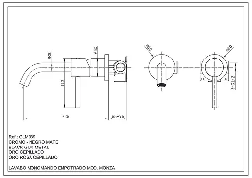 Змішувач для умивальника Imex Monza зі стіни PVD матове золото GLM039/OC Золотий - фото 4