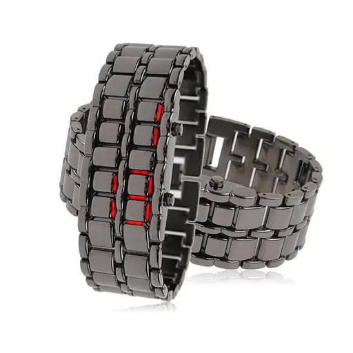 Часы-браслет Led Watch Iron Samurai Черный с красными светодиодами (IBW012BR) - фото 2
