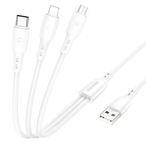 Дата кабель Borofone BX71 USB to 3in1 (1m) Білий - фото 2