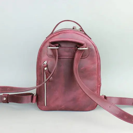 Кожаный рюкзак Groove S бордовый винтажный - фото 6