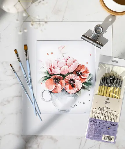 Пензель Синтетика кругла 6604RL №12, довга ручка, 6604RL12, 99IDEAS - фото 4