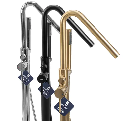 Смеситель для ванны Rea Aras black напольный REA-B2717 Черный матовый - фото 5