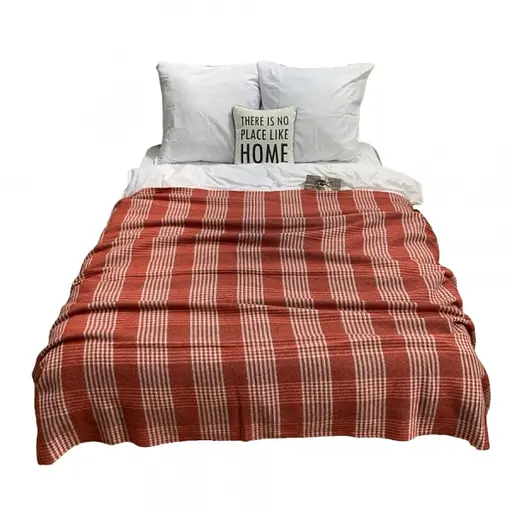 Плед вовняний Vladi Метро 140х200 дим-біло-червоний 5 - фото 1