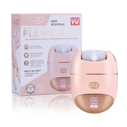 Електрична пемза Flewkiss pro Enzo EN-7101 зі змінними насадками для пяток 5 Вт Розовий - фото 1