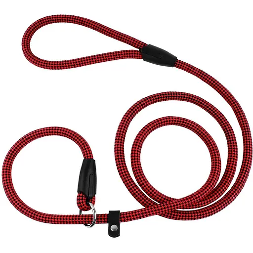 Поводок-удавка для собак Barksi Active (длина 183 см диаметр 12 мм) шахматы черно-красный - фото 1