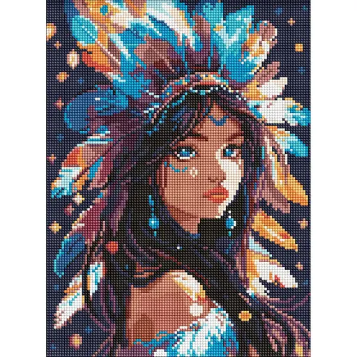 Алмазная мозаика Девушка-индианка AMO8069, 30х40 см