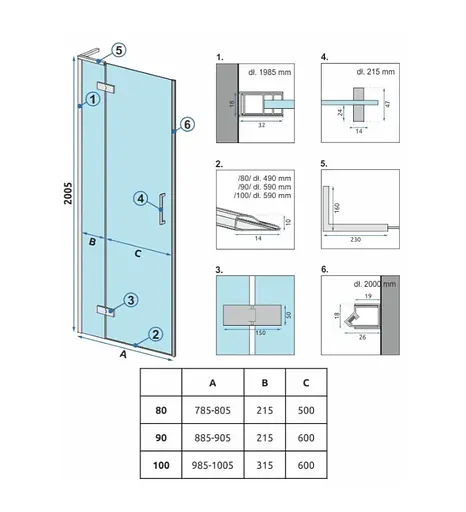 Душевые двери Rea Hugo 90 black REA-K6604 - фото 6