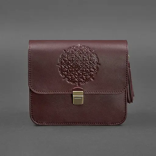 Шкіряна жіноча бохо-сумка Лілу бордова Krast - фото 10