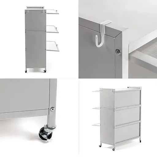 Шафа для зберігання Wall Sticker мобільна розкладна триярусна зі сталі 70х36х112.8 см світло-сіра SW-00002116 - фото 3