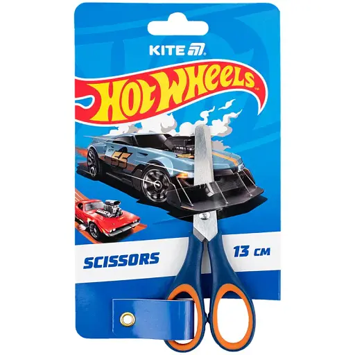 Ножницы детские с резиновыми вставками Kite Hot Wheels 13 см синие (HW25-123) - фото 2