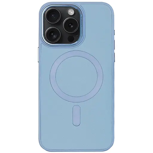 Шкіряний чохол Epik Bonbon Leather Metal Style with MagSafe для Apple iPhone 11 Pro Max 6.5 Блакитний/Mist blue - фото 1