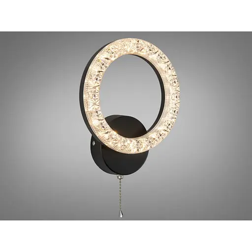 Світлодіодне бра Romin чорне 17 Вт з ланцюжком кругле - фото 1