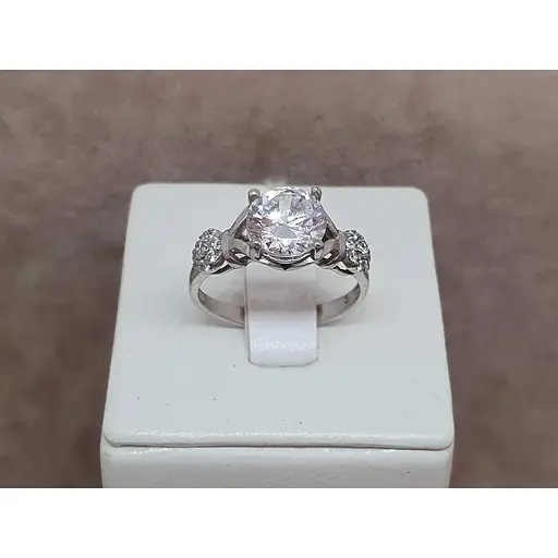 Срібне кільце Агні ЗАНУСЯ з фіанітами.1995/9Р-CZ 17 - фото 4