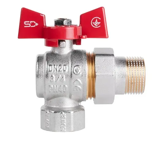 Кран кульовий Thermo Alliance "Американка" Standart 3/4" ВЗ кутовий, латунь, PN40, метелик SD222NW20PN40 - фото 2