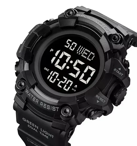 Тактичний чоловічий годинник Skmei 1968 Чорний з чорним циферблатом - фото 2