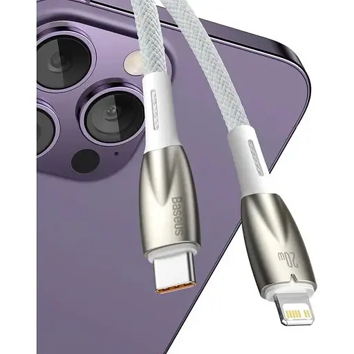 Кабель Baseus Glimmer Series Fast Charging USB-C to Lightning 20w 1m White (CADH000002) [155528] - фото 8
