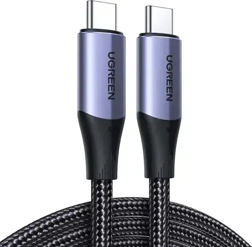 Кабель Type-C - Type-C, 1 м, черный, Зеленый US355, 100 Вт, 5A, QC4.0, 10Gbps (80150) - фото 1