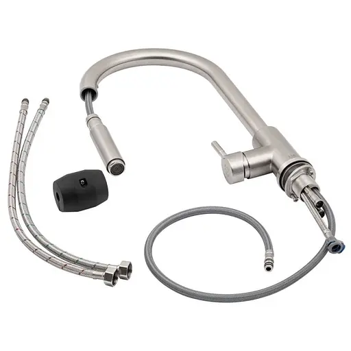 Змішувач для кухні з висувним виливом Lidz (NKS) 12 32 015FL-8 Никель - фото 7