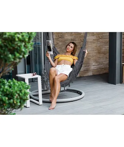 Підвісне крісло гамак бразильський стілець Heckermann + 2 подушки Dark grey - фото 6