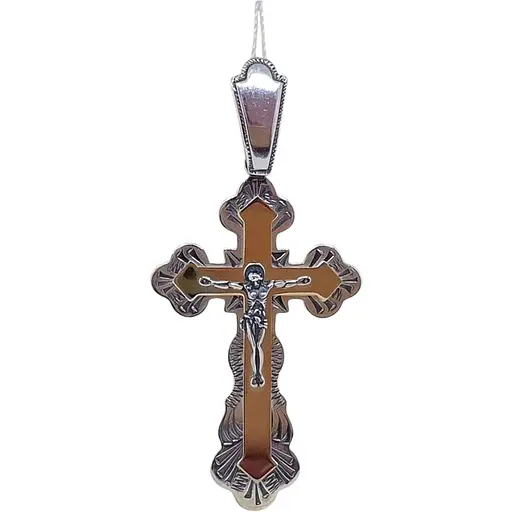 Срібний хрест Харківська ювелірна фабрика Розп'яття Христа з позолотою. 3147-ЧЗ