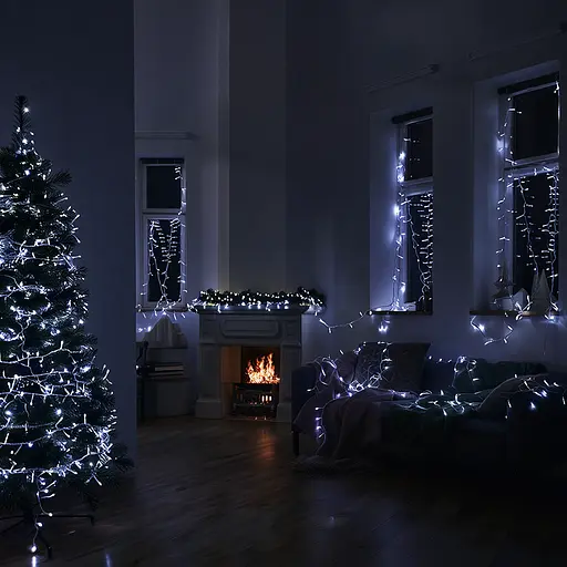 Новорічна гірлянда Різдвяна фея вулична GarlandoPro 100 м 1000 LED гірлянда на вулицю 8 режимів роботи білий провід Білий CF1000L100MWW