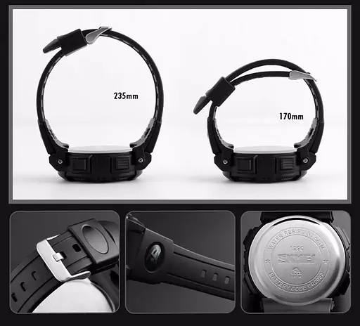 Часы мужские спортивные с компасом Skmei 1290 (Черные) - фото 8