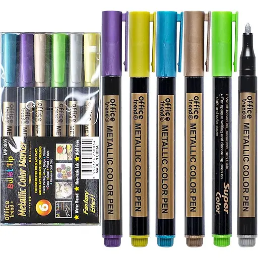 Набір фломастерів METALLIC Bambi MP3002/3005, 6 кольорів - фото 1