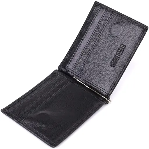 Чоловічий гаманець з металевим затискачем із натуральної шкіри ST Leather 11х8.5х1 см acs0029630 - фото 5