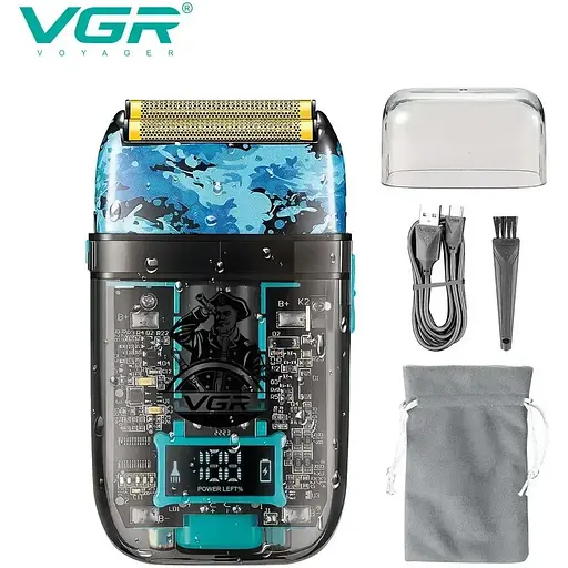 Электробритва VGR V-352 шейвер, двойное лезвие, IPX5, LED Display - фото 2