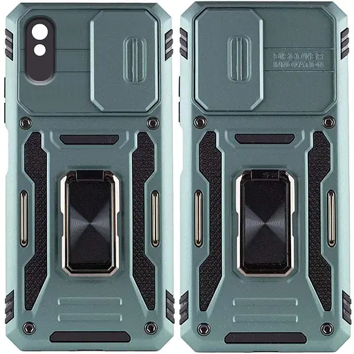 Ударопрочный чехол Epik Camshield Army Ring для Xiaomi Redmi 9A Зеленый / Light Green - фото 2
