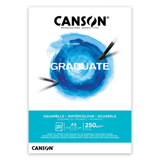 Склейка паперу для акварелі GRADUATE 250г/м2 20л середнє зерно Canson - фото 2