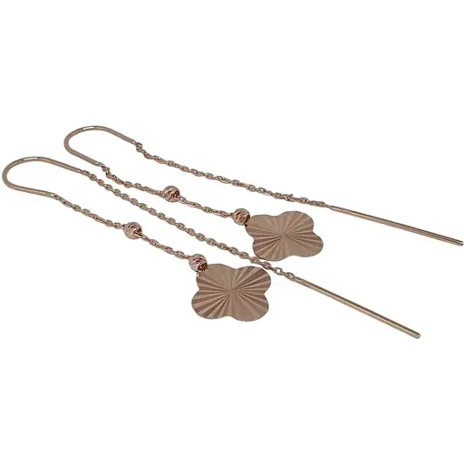 Золотые серьги-протяжки Favoritum Клевер. 210433_А