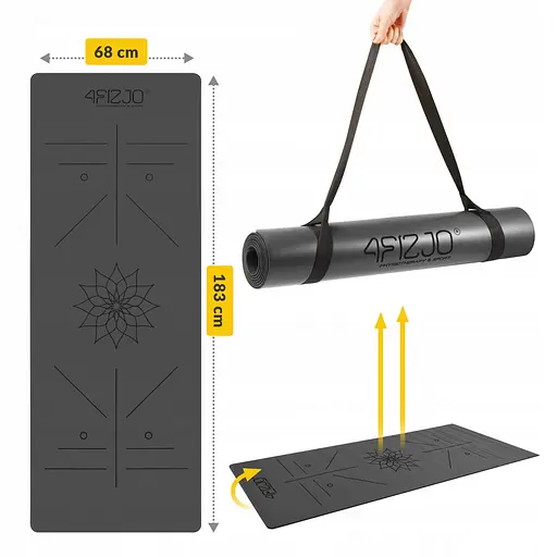 Коврик (мат) спортивный 4FIZJO PU 183 x 68 x 0.4 см для йоги и фитнеса 4FJ0587 Black (P-5907739319531) - фото 14