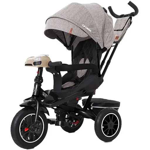 Велосипед трехколесный Tilly CAYMAN с пультом и усиленной рамой T-381/7 Бежевый лен /1/ - фото 1