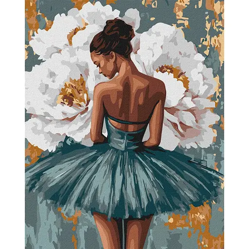 Картина по номерам "Балерина з білими півоніями" ©art_selena_ua KHO8663, 40x50 см