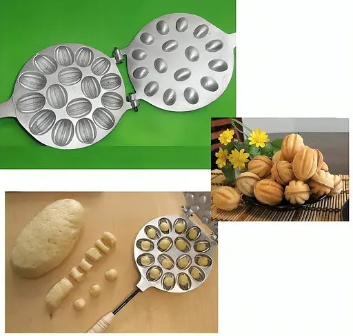 Орешница форма алюминиевая с ручками для выпечки орешков на 16 половинок орехов, ХЕАЗ 81836 - фото 2