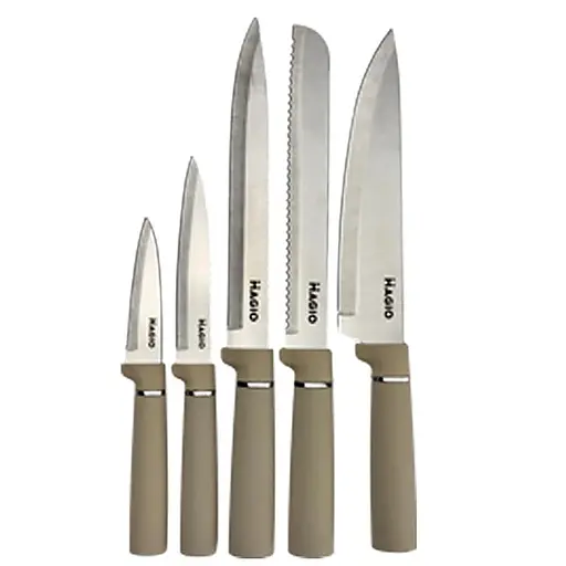 Набір кухонного приладдя силіконовий з 11 предметів із підставкою (вінчик, ополоник, лопатка, ножі, обробна дошка) Magio MG-1097I Бежевий 88103 - фото 3