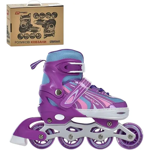 Ролики Profi A4146-M-V розсувні, шнурівка + бакля, діаметром 70 мм ПУ, розмір 35-38 фіолетові - фото 4