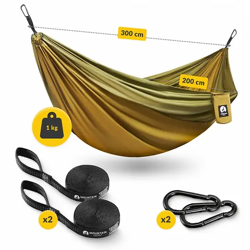 Туристический гамак Mountain Goat 300 x 200 см двухместный, подвесной Olive (P-5905973403139) - фото 4