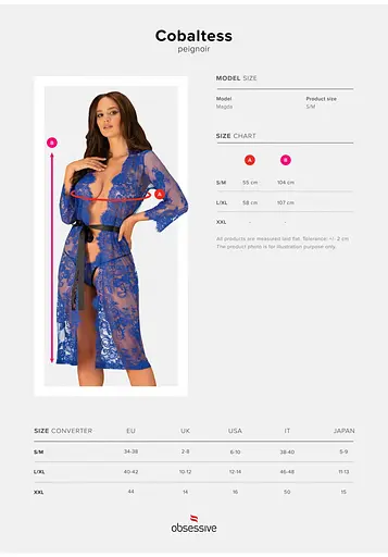 Пеньюар Obsessive Cobaltess S/M синій - фото 7