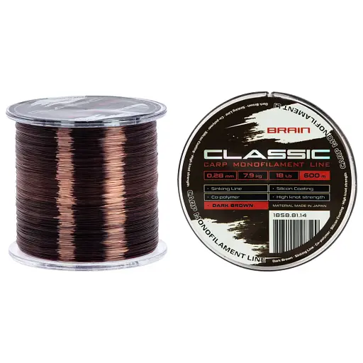 Волосінь Brain Classic Carp Line (dark brown) 600 м 0.28 мм 18 lb 7.9 кг
