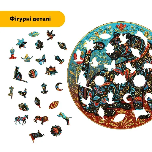 Деревянный пазл Мандала Пантеры, А3, Картонная коробка 200 элементов - фото 3