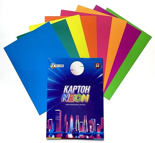 Картон кольоровий неоновий Family Line, А4, 8 аркушів